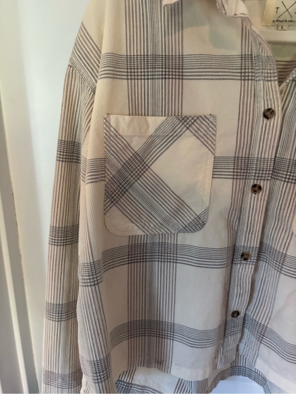 Thread & Supply White Button-Down Shirt with Gray Stripes - Picture 2 of 5